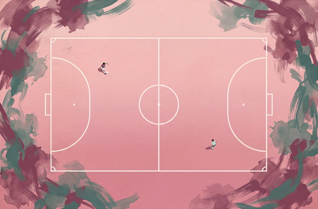 Soccer Field Wallpaper Top Down Pitch Removable Pastel Pink Wall Decor pattern artwork