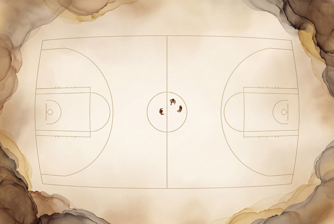 Basketball Court Wallpaper Top Down View Minimal Line Art Wall Mural pattern artwork