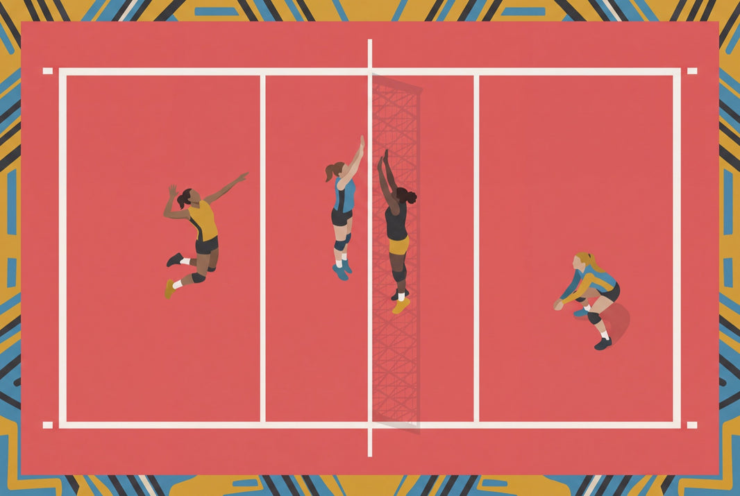 Volleyball Court Wallpaper Sports Illustration Geometric Border Wall Mural pattern artwork