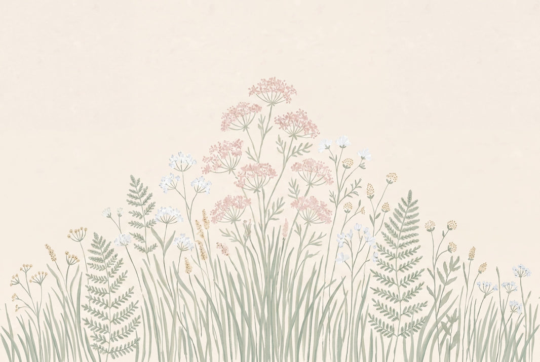 Wildflower Meadow Wallpaper Botanical Watercolor Removable Wall Decor pattern artwork