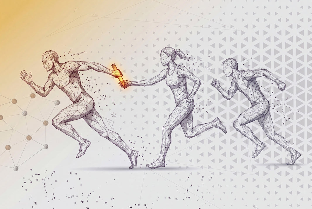 Relay Race Wallpaper Low Poly Wireframe Futuristic Tech Wall Mural pattern artwork