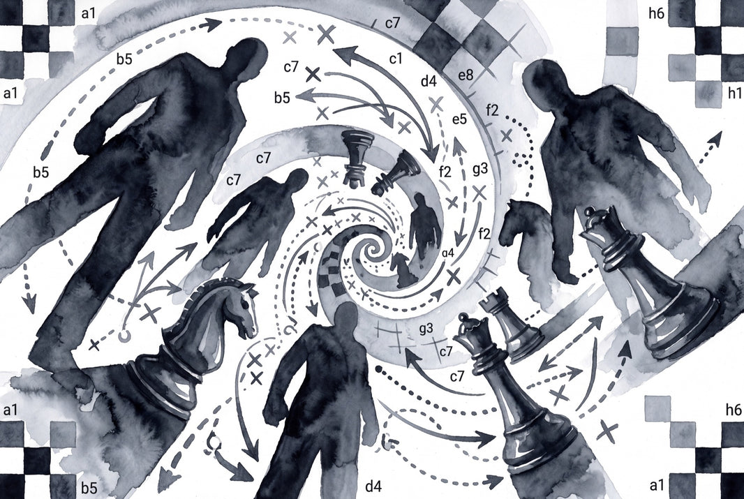 Abstract Chess Wallpaper Watercolor Ink Wash Strategy Diagram Removable Wall Decor pattern artwork