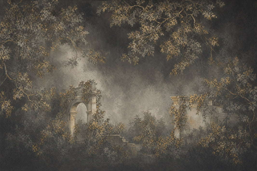 Classical Ruins Wallpaper Stone Arch Removable Overgrown Vines Wall Decor pattern artwork