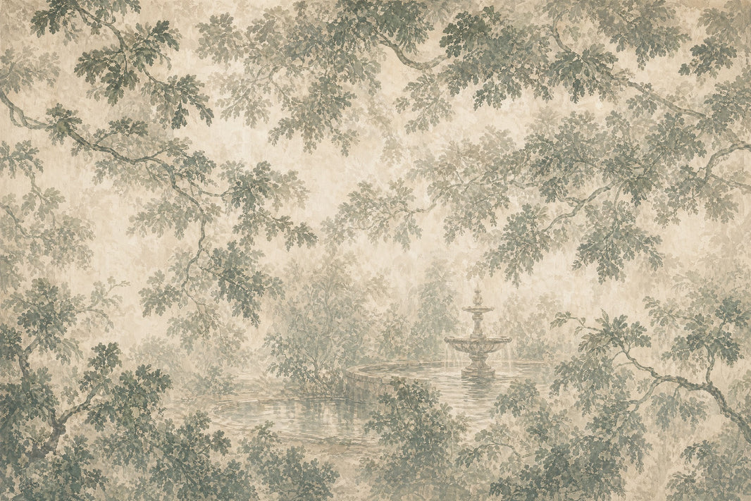 Scenic Landscape Wallpaper Pastoral Illustration Vintage Forest Removable Wall Decor pattern artwork