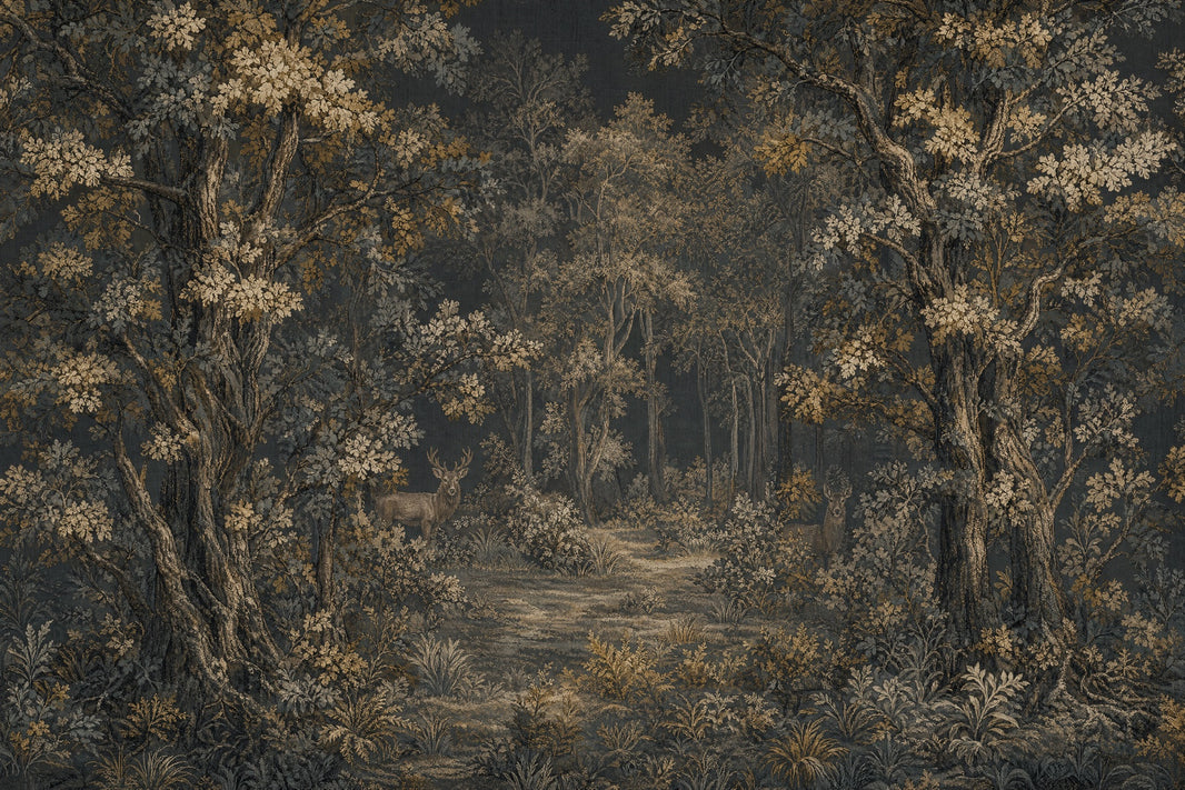 Woodland Wallpaper Forest Landscape Removable Toile Style Wall Decor pattern artwork