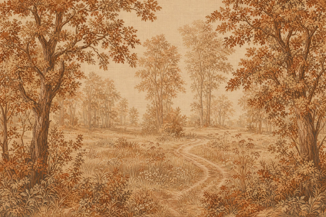 Woodland Landscape Wallpaper Sepia Autumn Trees Wall Mural pattern artwork