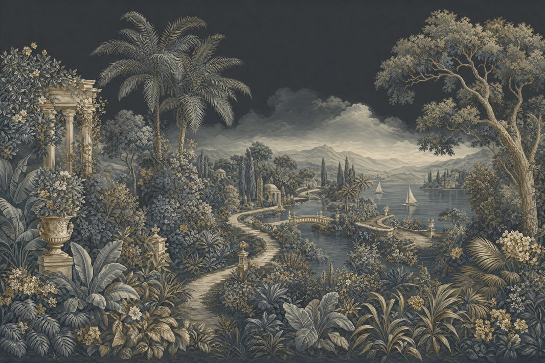 Scenic Landscape Wallpaper Lakeside Vista Removable Tropical Coast Wall Decor pattern artwork