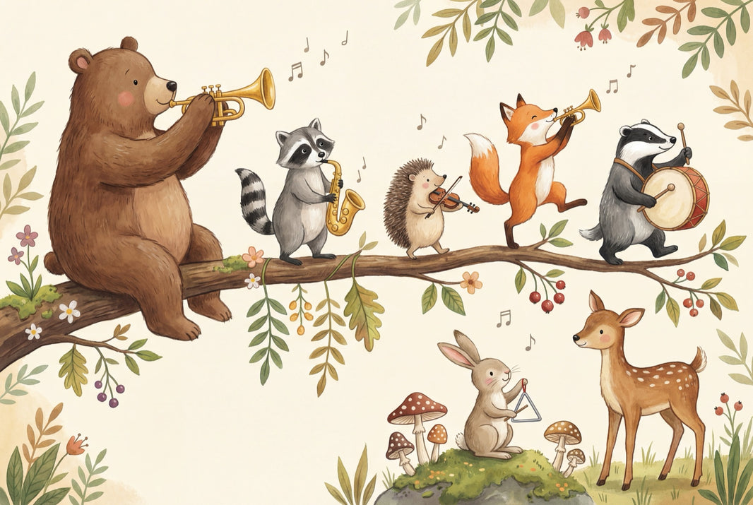 Whimsical Animals Wallpaper Forest Nature Wall Mural pattern artwork