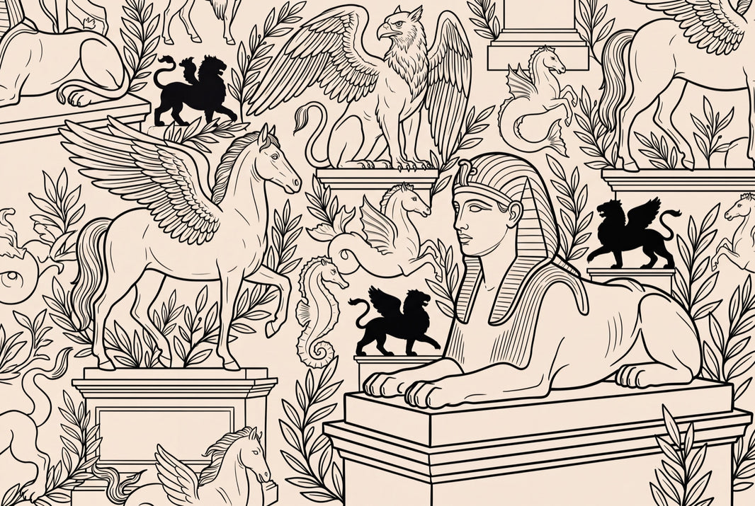 Egyptian Sphinx Wallpaper Mythological Creatures Winged Horse Wall Mural pattern artwork