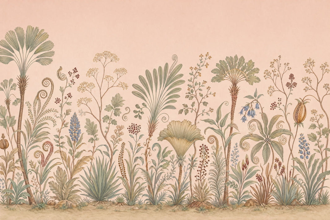 Vintage Botanical Wallpaper Floral Border Removable Desert Plants Wall Decor pattern artwork