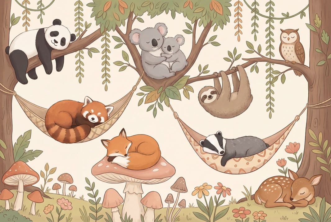 Whimsical Forest Wallpaper Animal Woodland Wall Mural pattern artwork