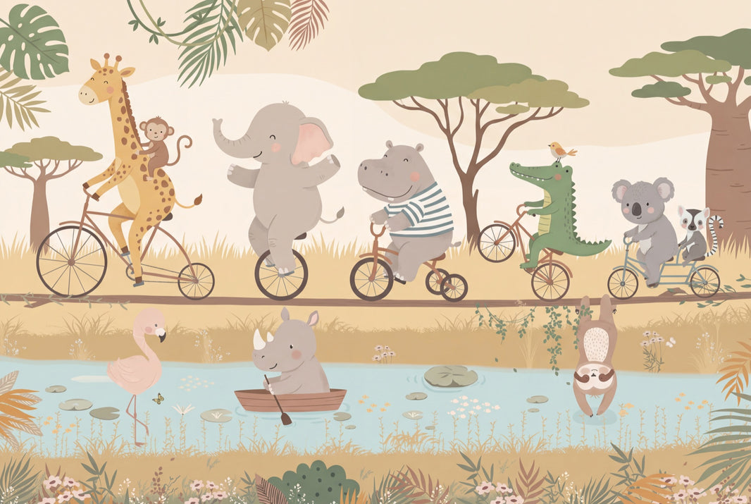 Animals Wallpaper Nature Cartoon Wall Mural pattern artwork