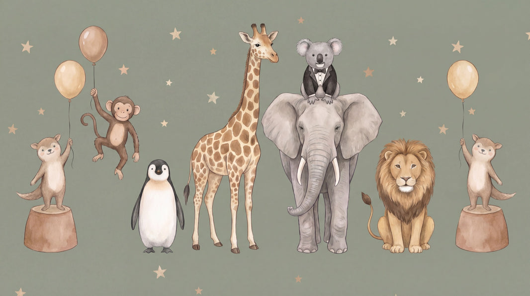 Muted Green Wallpaper Kids Jungle Wall Mural pattern artwork