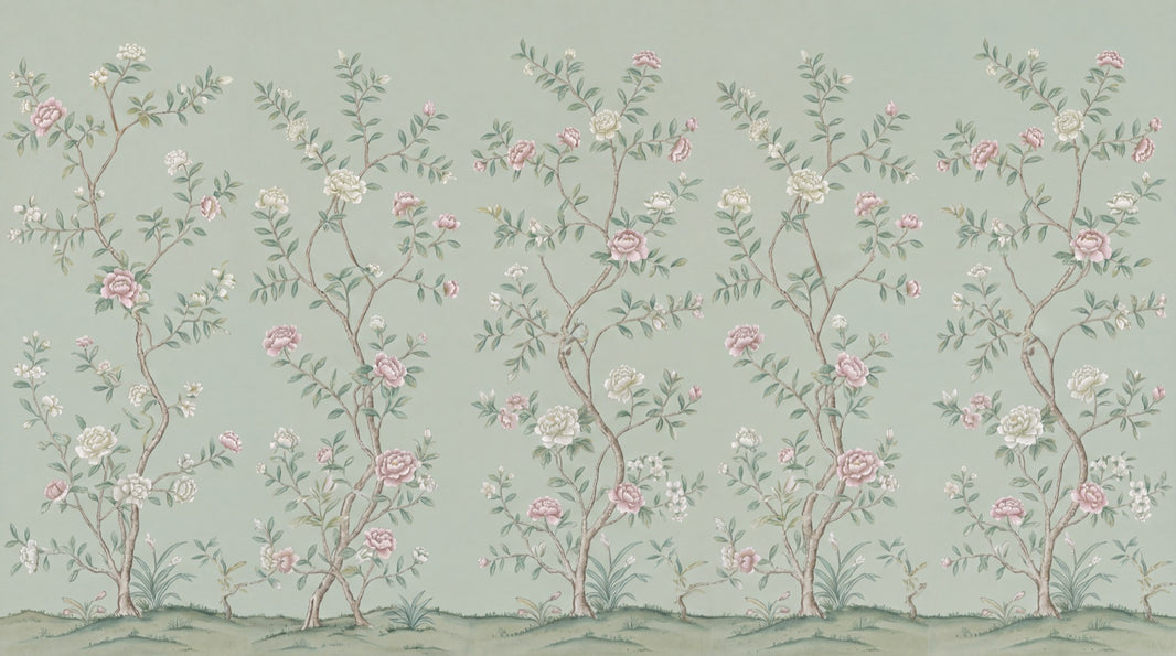 Floral Wallpaper Vintage Green Wall Mural pattern artwork