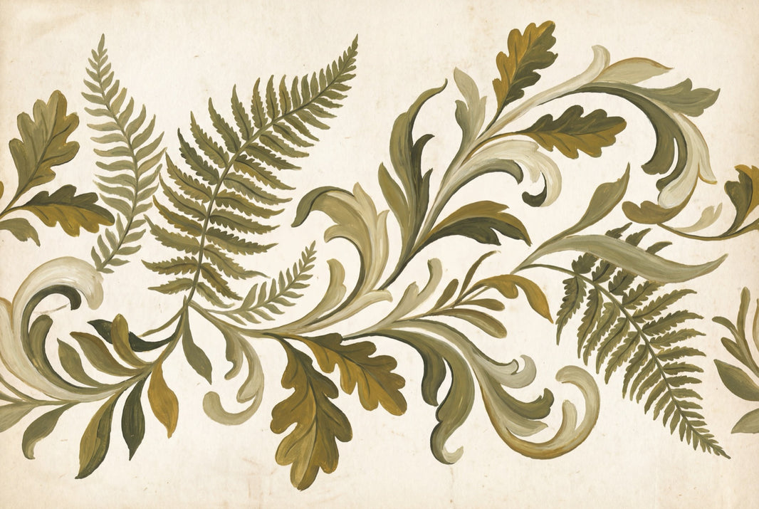 Shades Of Green Wallpaper Fern Vintage Wall Decor pattern artwork