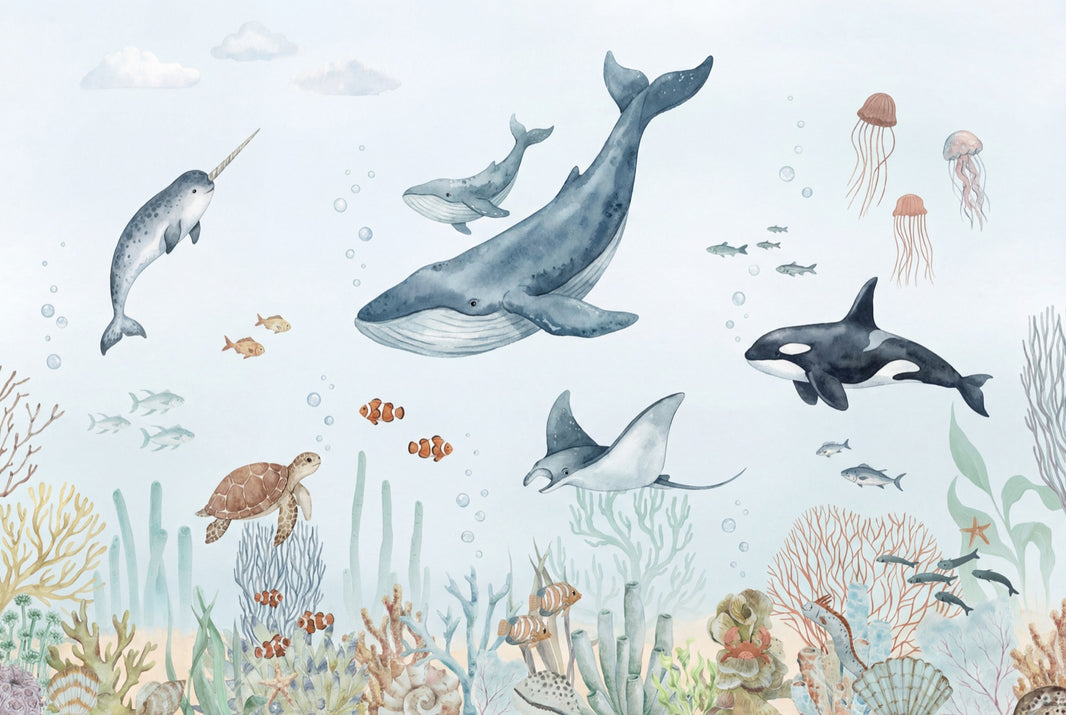 Underwater Wallpaper Marine Life Ocean Wall Mural pattern artwork