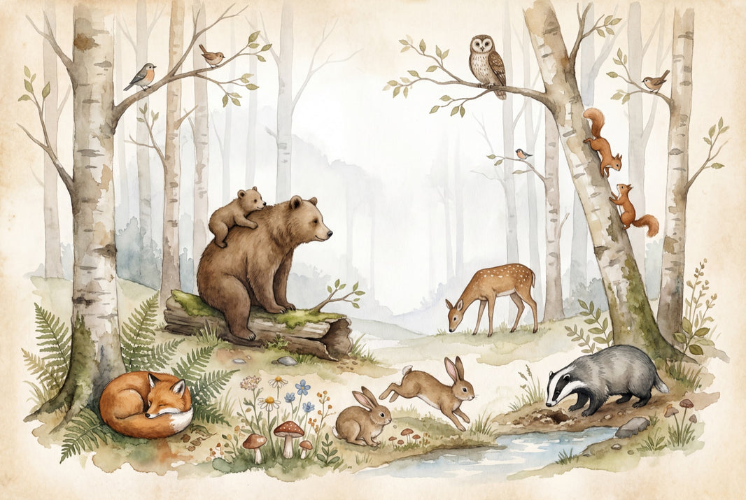 Forest Wallpaper Animals Vintage Removable Wall Decor pattern artwork