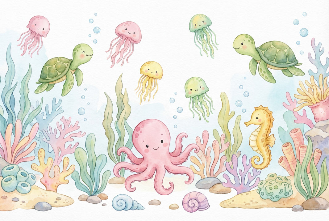 Underwater Wallpaper Sea Creatures Coral Wall Mural pattern artwork