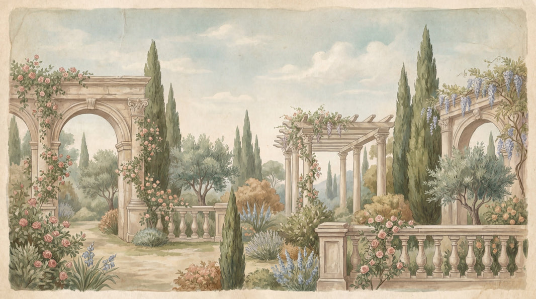 Vintage Garden Wallpaper Greenery Floral Wall Mural pattern artwork