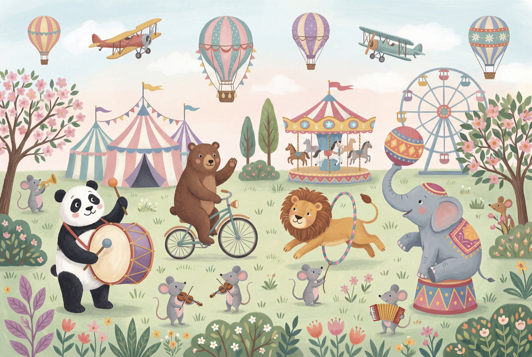 Circus Wallpaper Animals Playful Wall Mural pattern artwork