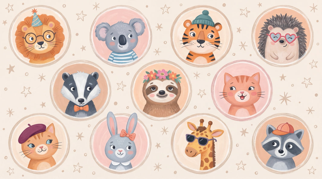 Whimsical Animal Wallpaper Cartoon Playful Wall Mural pattern artwork