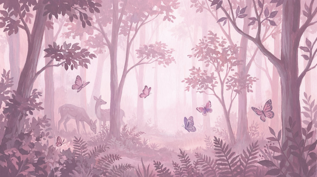 Forest Wallpaper Deer Whimsical Wall Decor pattern artwork