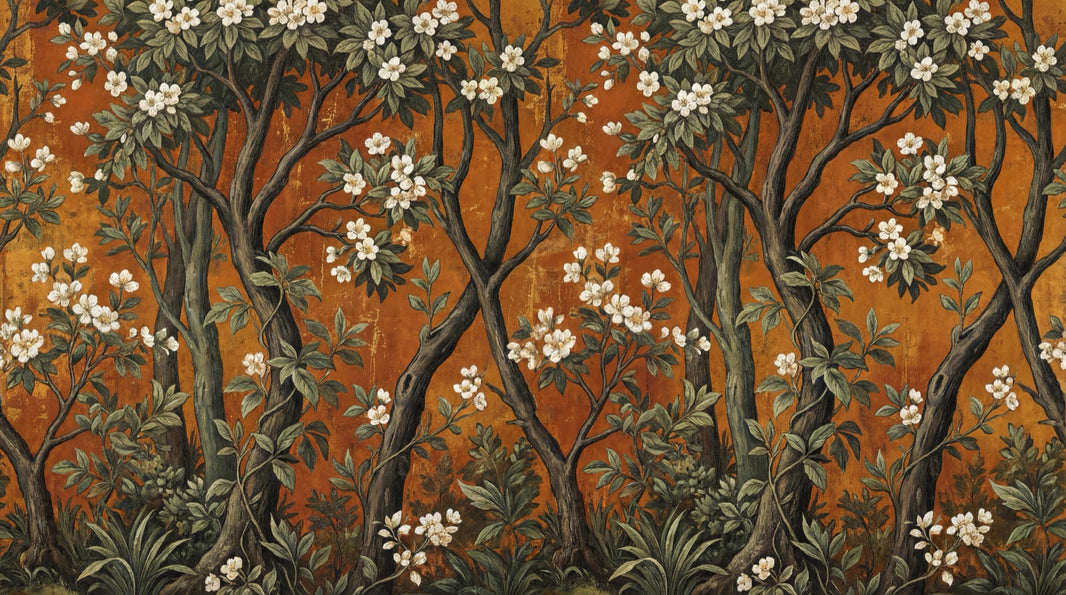 Vintage Floral Wallpaper Natural Trees Wall Mural pattern artwork