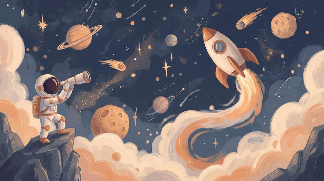 Astronaut Adventure Wallpaper Cosmos Rocket Wall Mural pattern artwork