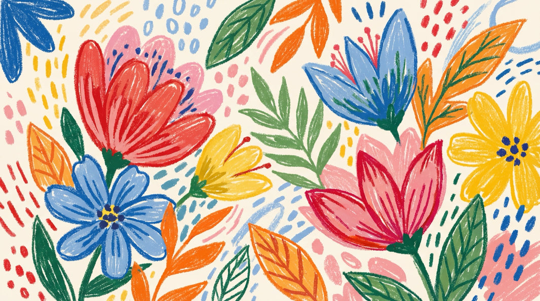 Floral Wallpaper Playful Vibrant Wall Mural pattern artwork