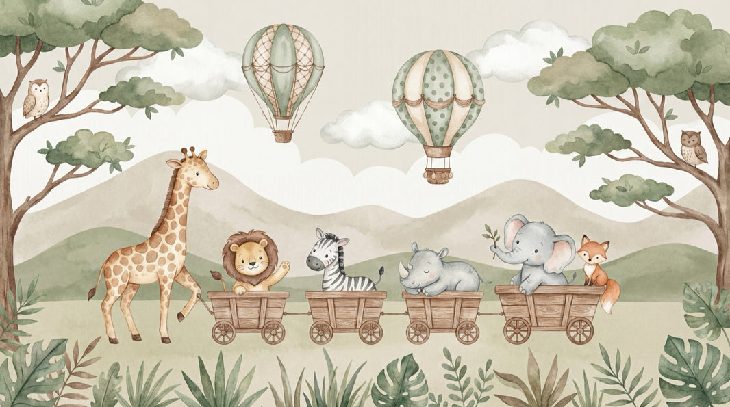 Cloudy Sky Wallpaper Animal Jungle Wall Mural pattern artwork