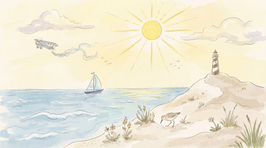 Sailboat Wallpaper Lighthouse Coastal Wall Mural pattern artwork