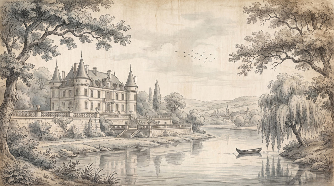 Chateau Wallpaper River Vintage Wall Mural pattern artwork