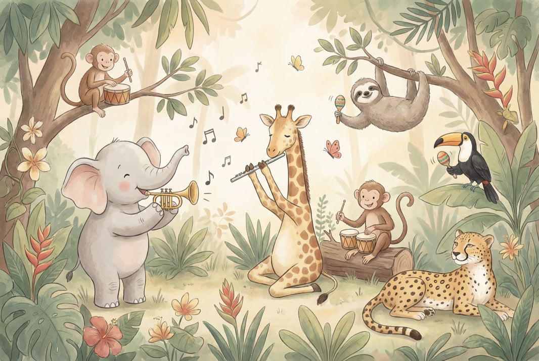 Jungle Animals Wallpaper Playful Nature Wall Mural pattern artwork