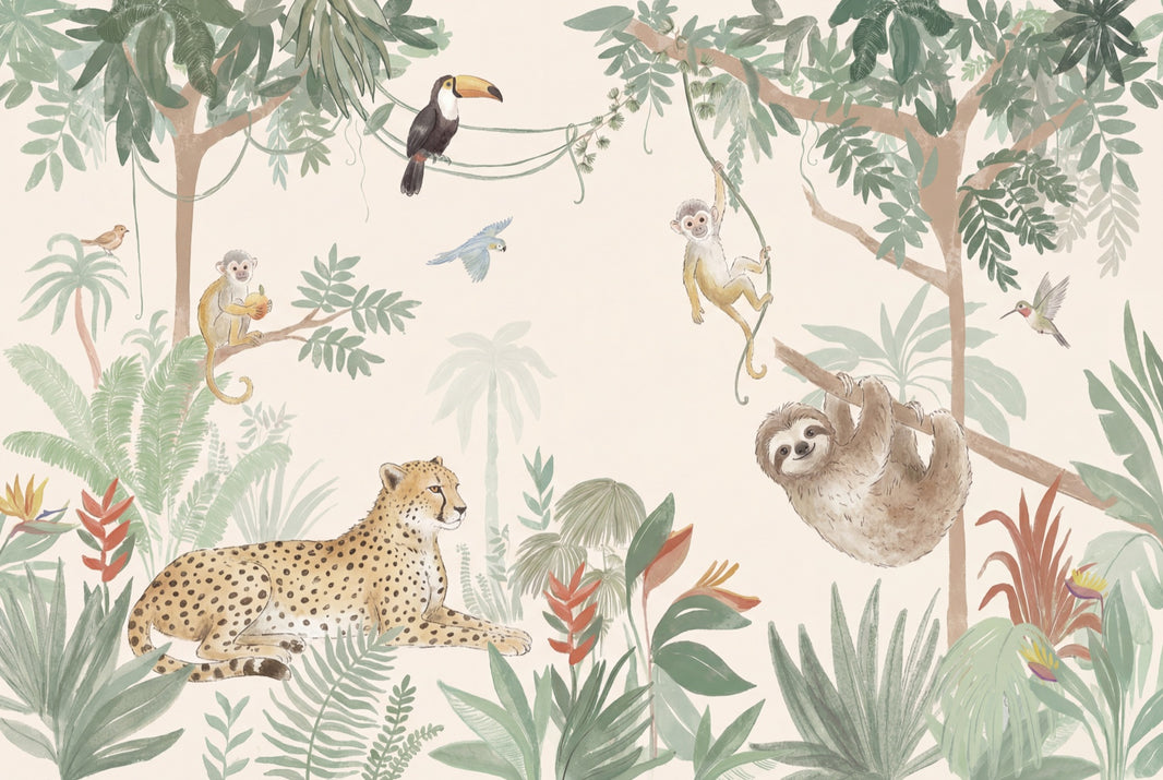 Jungle Wallpaper Animals Tropical Wall Mural pattern artwork