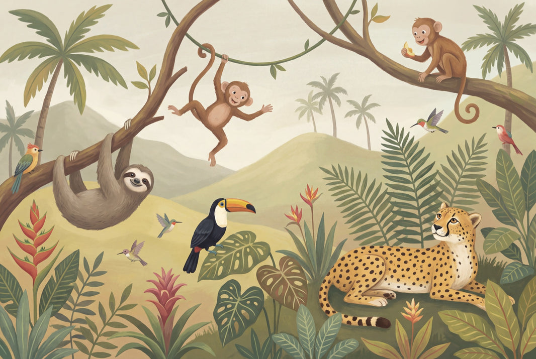 Jungle Wallpaper Animals Tropical Wall Mural pattern artwork