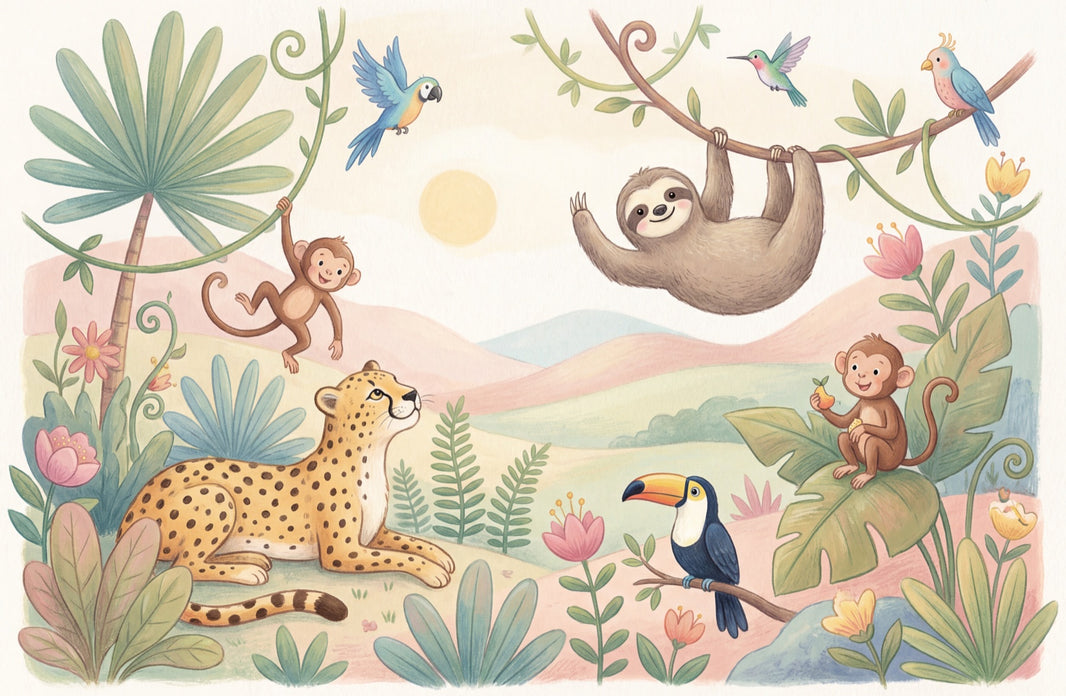 Jungle Wallpaper Animals Tropical Wall Mural pattern artwork