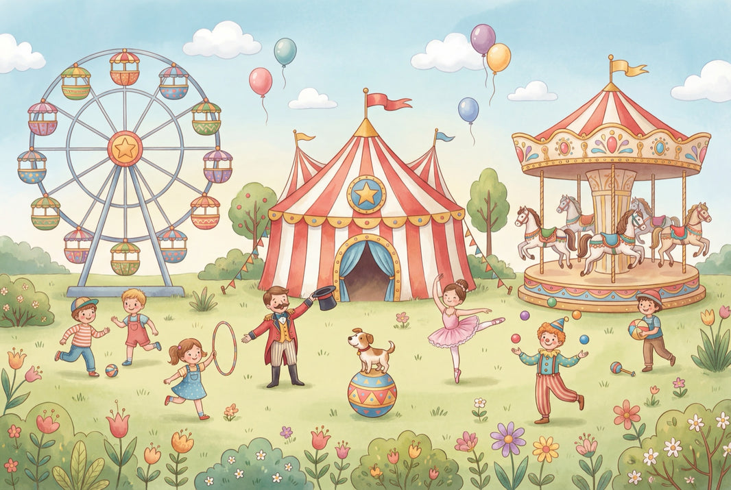 Circus Children Wallpaper Vintage Playful Wall Mural pattern artwork