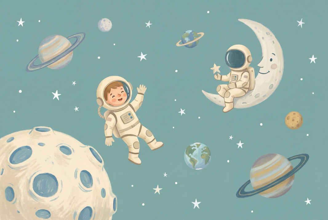 Space Wallpaper Astronauts Moon Wall Mural pattern artwork