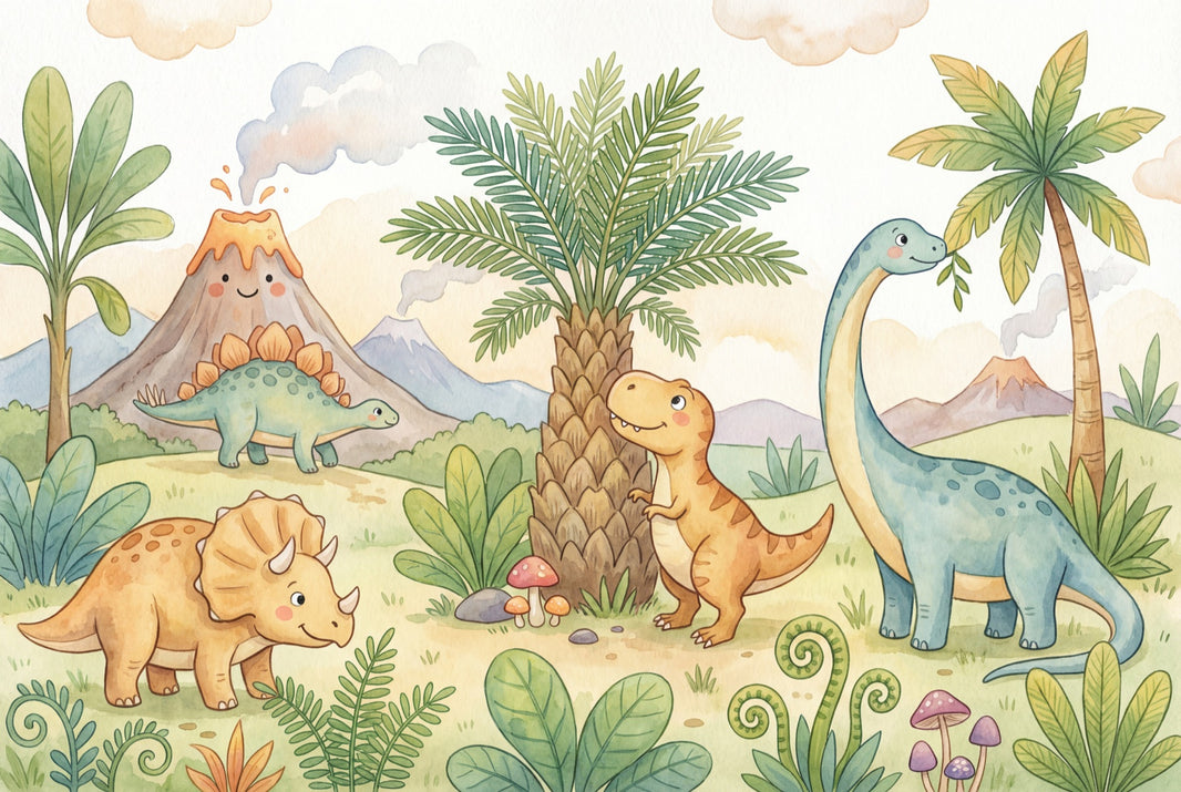 Shades Of Green Wallpaper Dinosaurs Tropical Wall Mural pattern artwork