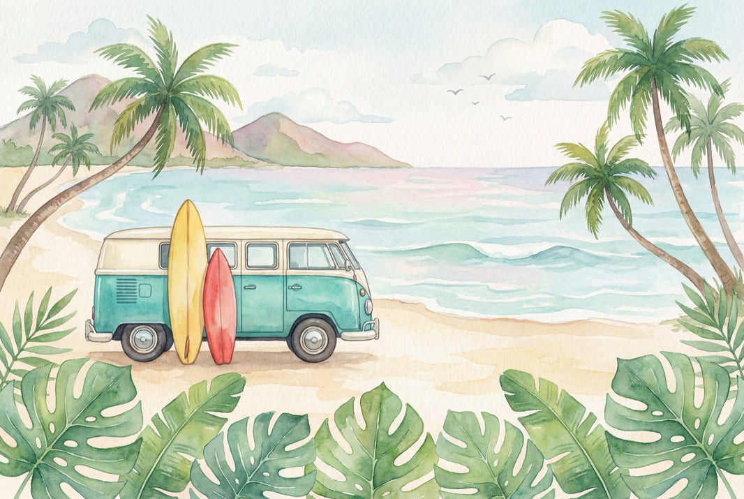 Ocean Wallpaper Van Surfboards Wall Mural pattern artwork