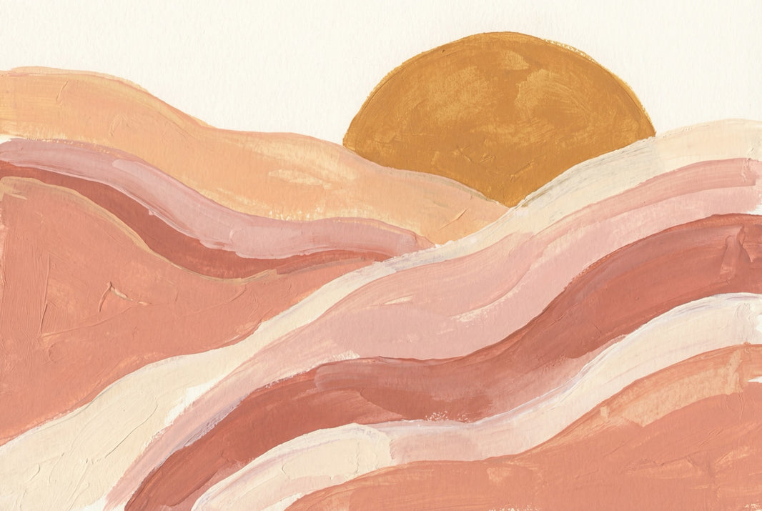 Abstract Sun Wallpaper Earth Tones Wavy Wall Mural pattern artwork