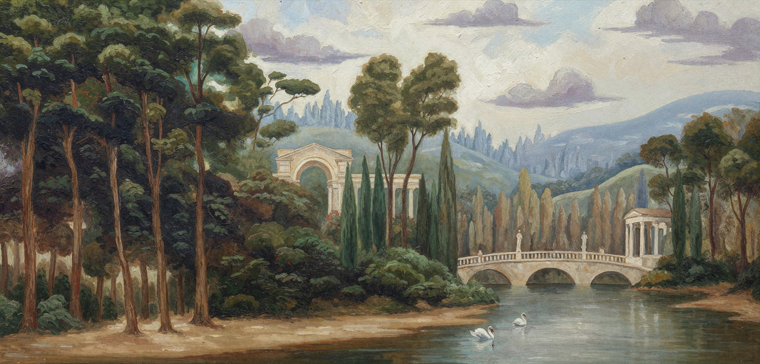 Vintage Landscape Wallpaper Serene Nature Wall Mural pattern artwork