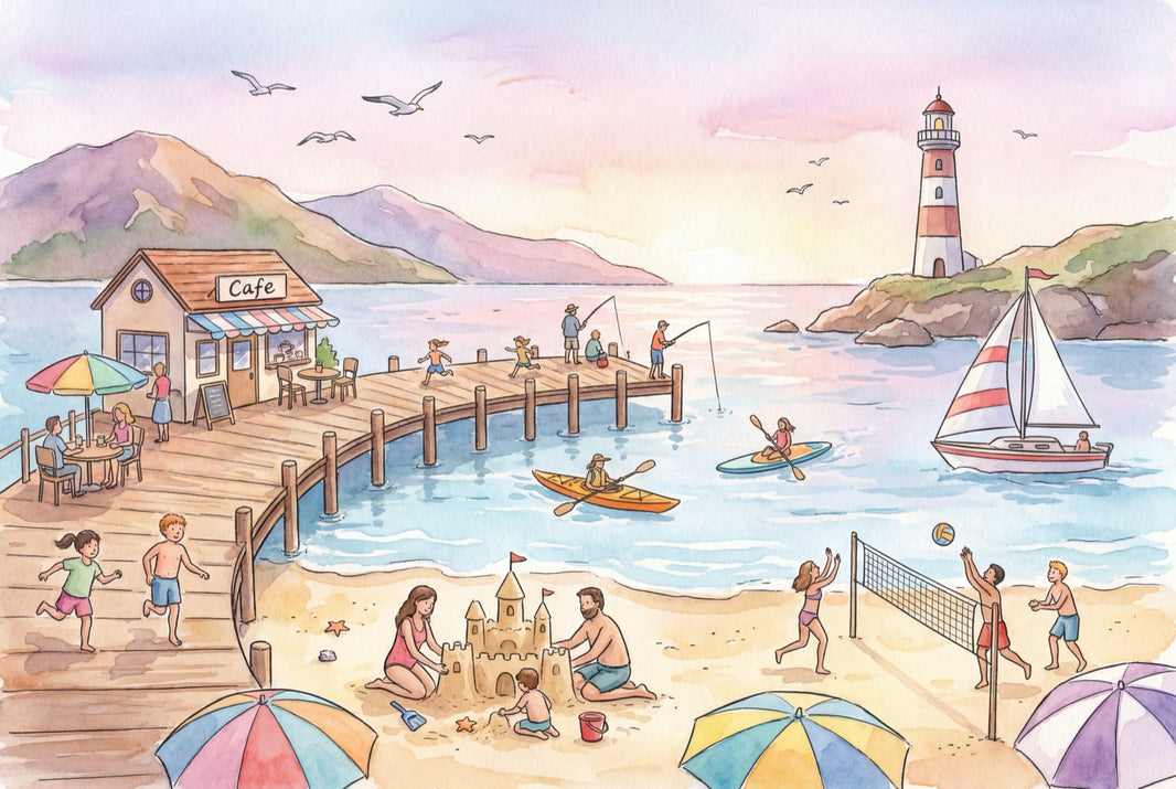 Beach Wallpaper Lighthouse Pier Removable Wall Decor pattern artwork
