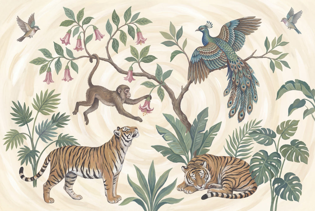Wildlife Jungle Wallpaper Tropical Nature Wall Mural pattern artwork