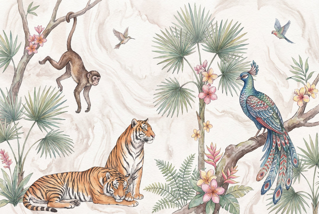 Watercolor Texture Wallpaper Tropical Playful Wall Mural pattern artwork