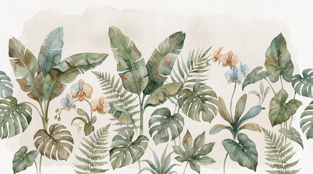 Botanical Wallpaper Tropical Watercolor Wall Mural pattern artwork
