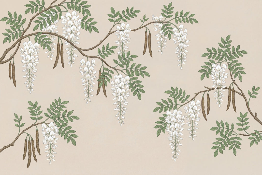 Floral Wallpaper Wisteria Vintage Removable Wall Decor pattern artwork