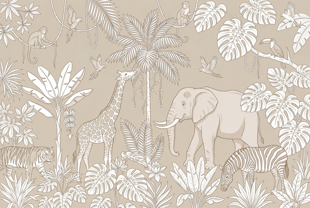 Jungle Wallpaper Animals Tropical Wall Decor pattern artwork