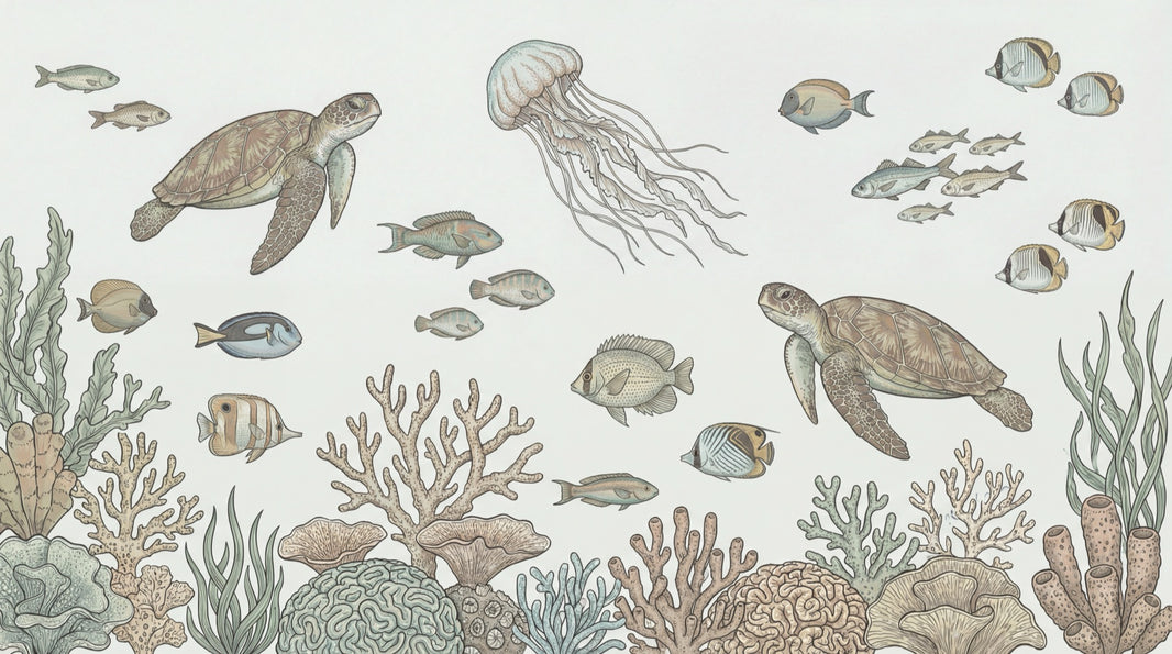 Underwater Wallpaper Turtles Marine Life Wall Mural pattern artwork