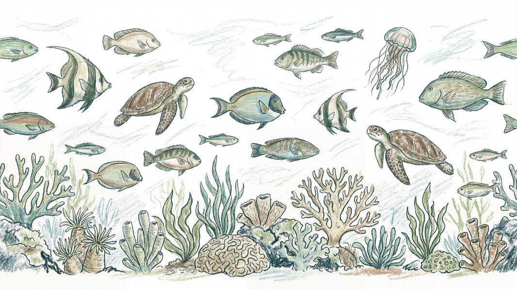 Underwater Wallpaper Marine Life Fish Removable Wall Decor pattern artwork